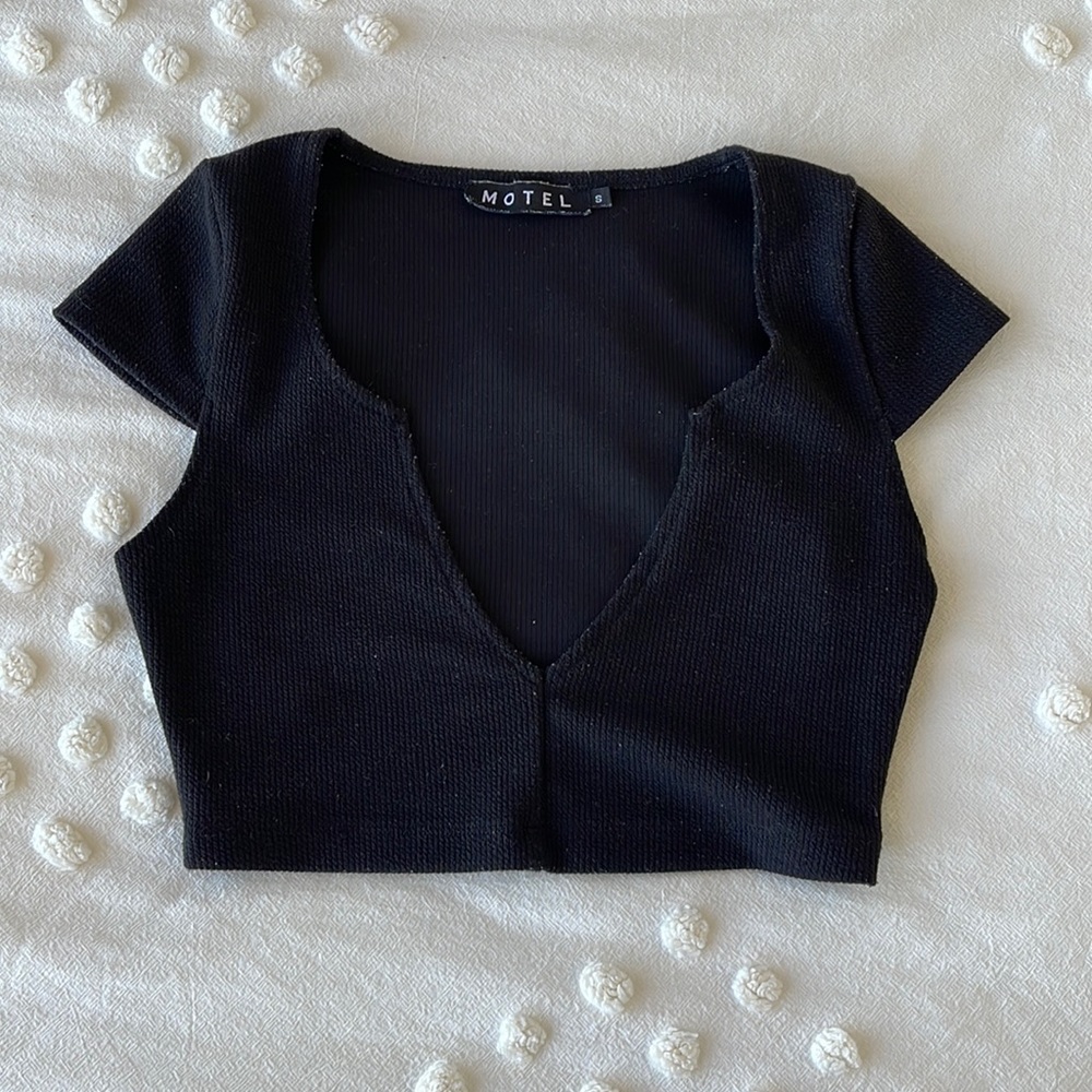 low cut black crop top